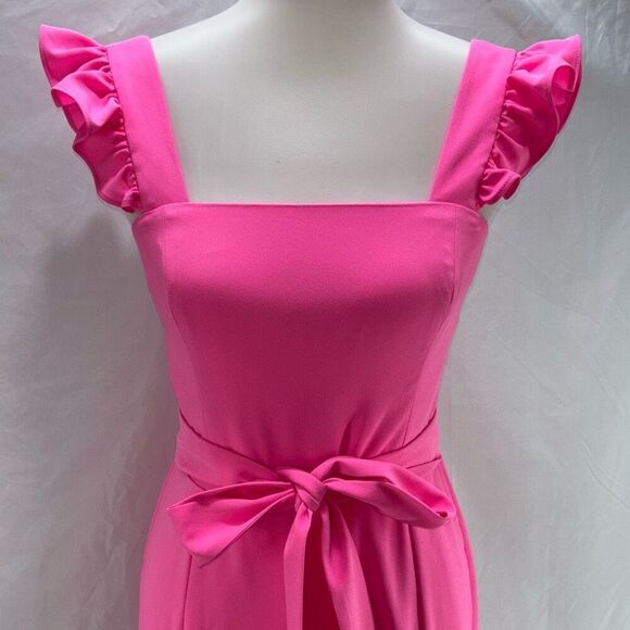NWT Lilly Pulitzer Eppley Jumpsuit Prosecco Pink Sz 2 flutter/ruffle sleeve - Picture 5 of 11